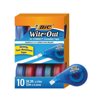 BIC Wite-Out EZ Correct Correction Tape, White, 10/Pack