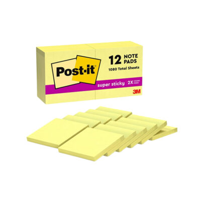 Post-it Super Sticky Pop-up Notes, 3 x 3, Canary Collection, 90 Sheet/Pad, 12 Pads/Pack