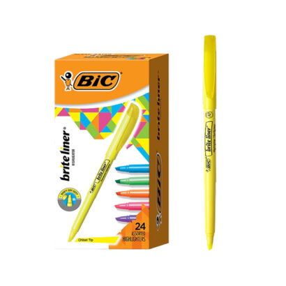 BIC Brite Liner Stick Highlighter, Chisel Tip, Yellow, 24/Pack