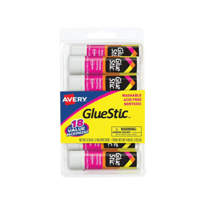 Avery Glue Stic Washable Glue Sticks, 0.26 oz., White, 18/Pack