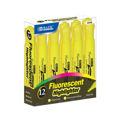 Highlighter, Chisel Tip, Yellow, 12/Pack