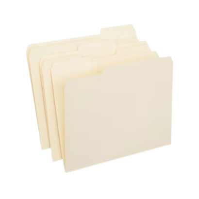 30% Recycled File Folders, 1/3-Cut Tab, Letter Size, Manila, 250/Box