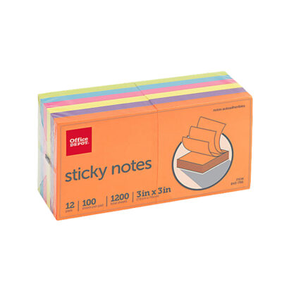 Sticky Notes, 3 x 3, Dusk to Dawn Collection, 100 Sheets/Pad, 12 Pads/Pack