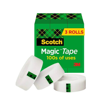Scotch Magic Invisible Clear Tape Refill, 0.75 x 27.77 yds., 1 Core, Clear, 3 Rolls/Pack