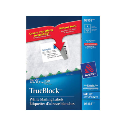 Avery TrueBlock Inkjet Shipping Labels, 3-1/2 x 5, White, 100 Labels/Pack